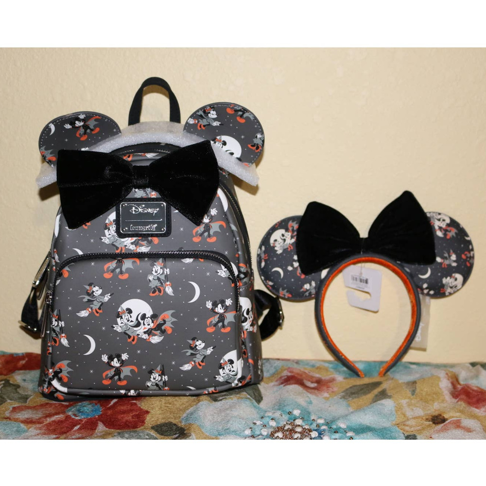 Loungefly Mickey and Minnie Halloween Backpack and Ears